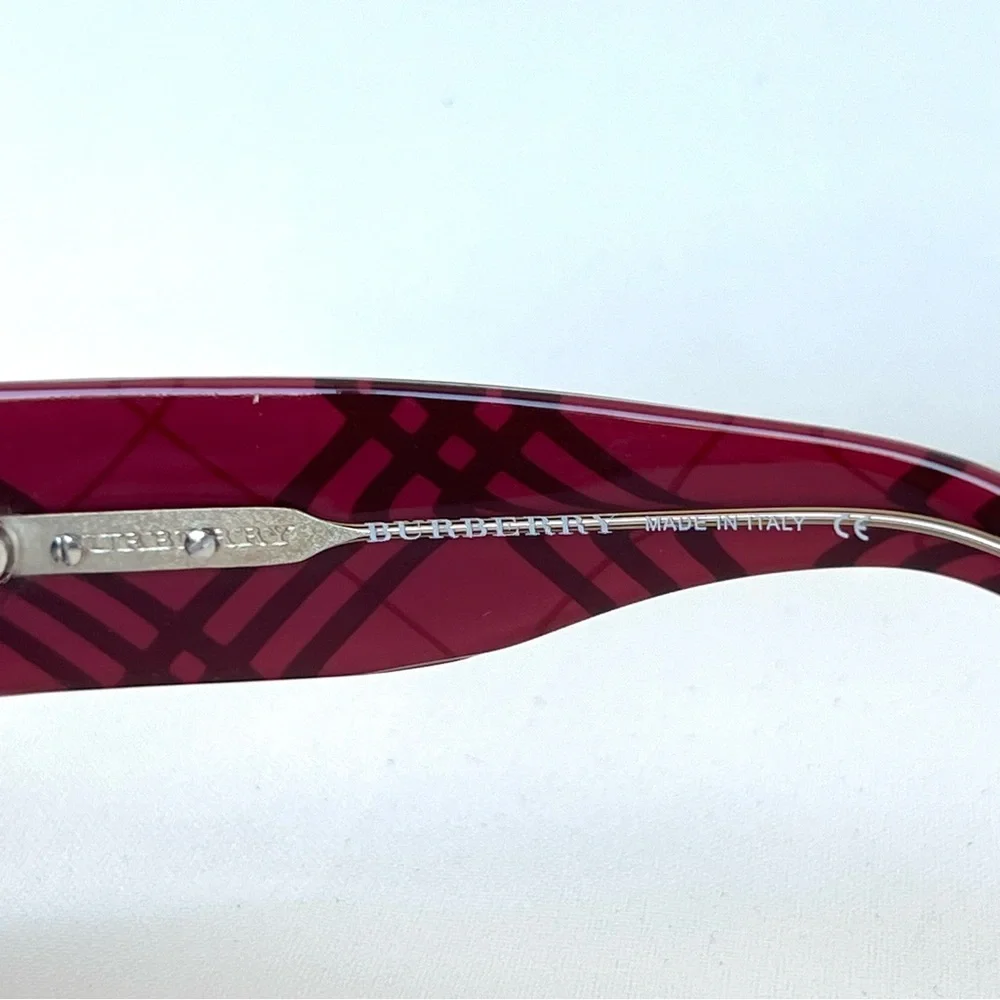 BURBERRY B 4015 3017 Gray Gradient Lenses Dark Burgundy Frame Sunglasses NWB